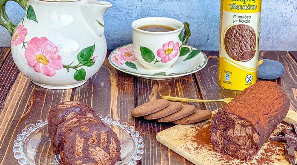 Λαχταριστό και vegan μωσαϊκό με Μπισκότα Παπαδοπούλου με Κακάο Χωρίς Γλουτένη