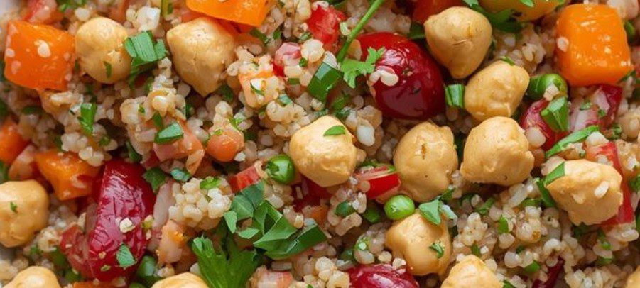 Συνταγή: Υγιεινή και vegan σαλάτα με ρεβύθια, κινόα και λαχανικά