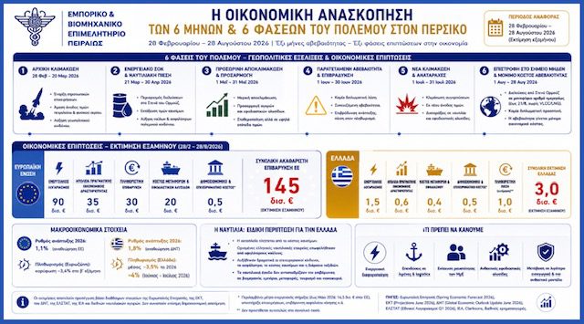 ΕΒΕΠ: Η εξάμηνη οικονομική ανασκόπηση του κόστους των έξι φάσεων του πολέμου σε Ελλάδα και Ευρώπη