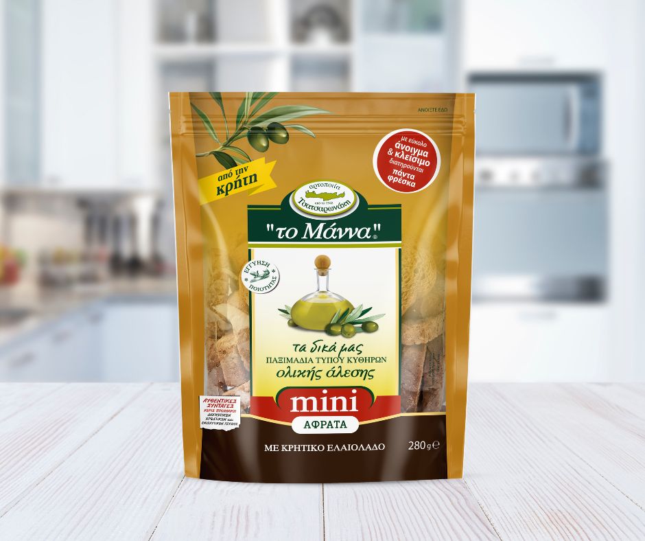 Νέα Mini Παξιμάδια Ολικής Άλεσης Τύπου Κυθήρων από “το Μάννα” Τσατσαρωνάκη